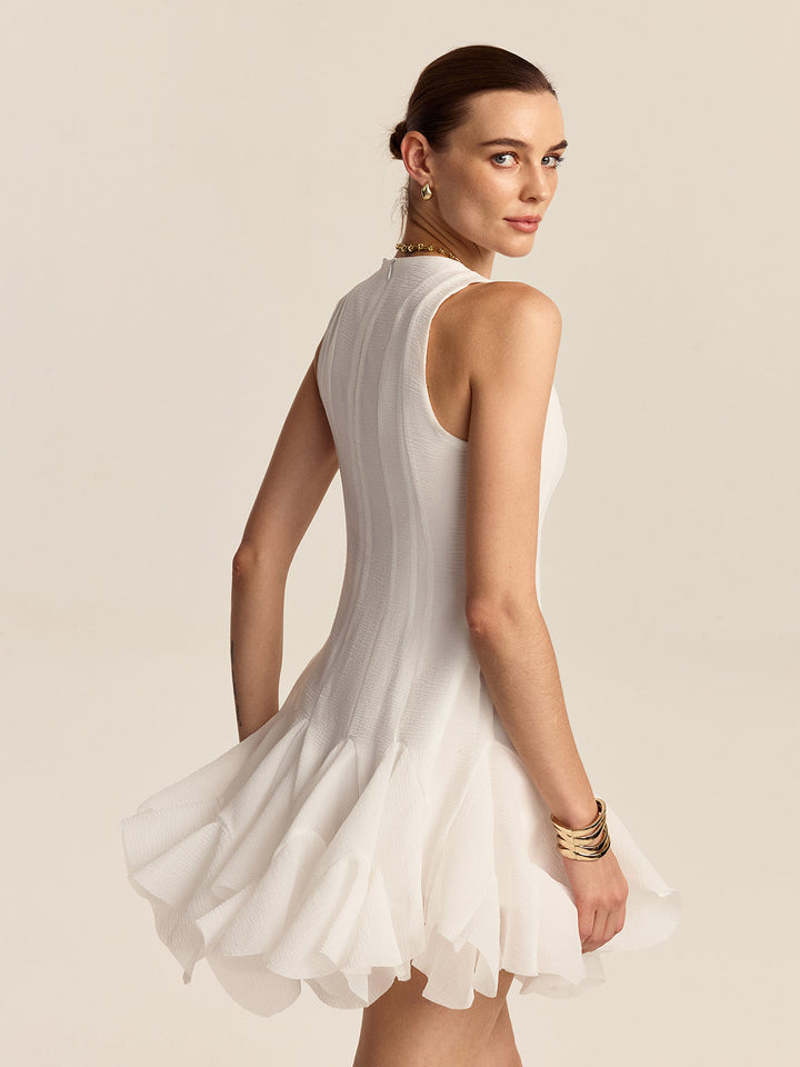 Semi-Sheer Ruffled Hem Mini Dress  Liora Lane Boutique Dresses