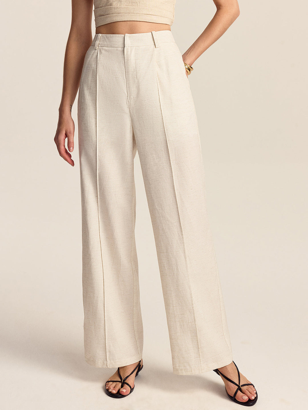 Tencel-Linen Blend Trousers  Liora Lane Boutique Pants Apricot / XL 59.00
