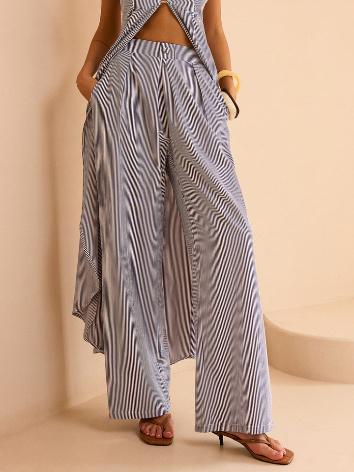 Striped Long Cami Top and Wide-Leg Pants Set  Liora Lane Boutique Pant Sets