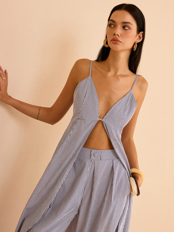Striped Long Cami Top and Wide-Leg Pants Set  Liora Lane Boutique Pant Sets