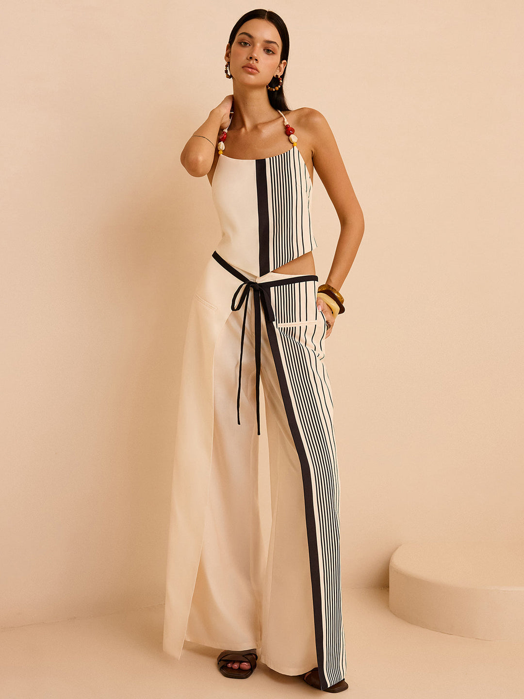 Striped Low-Waist Pants  Liora Lane Boutique Pants
