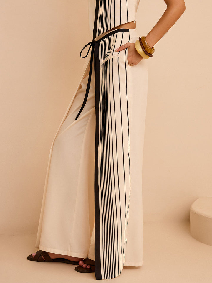 Striped Low-Waist Pants  Liora Lane Boutique Pants