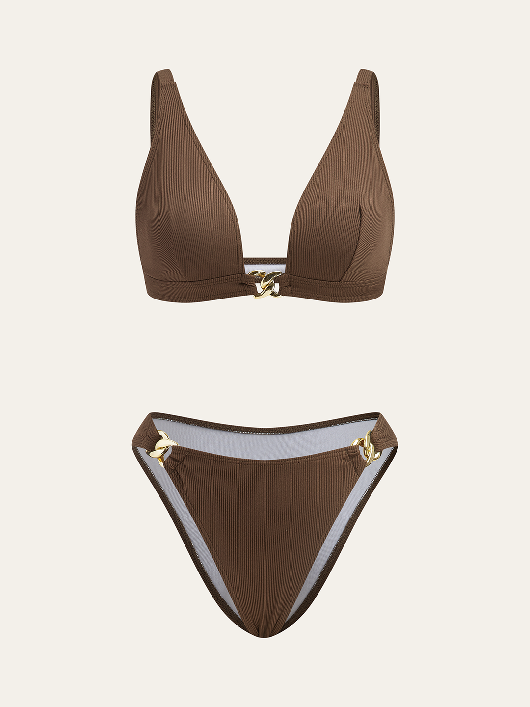 Metal Decor Bikini Set  Liora Lane Boutique Bikini Sets Brown / L 92.99