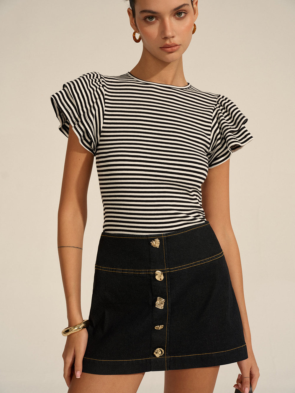 Striped Ribbed Top  Liora Lane Boutique T-Shirts