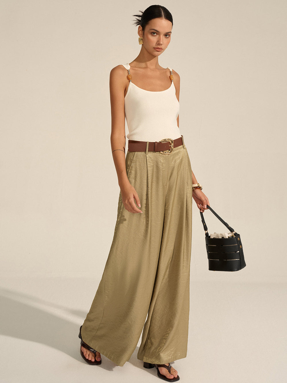 Belted Wide-Leg Pants  Liora Lane Boutique Pants