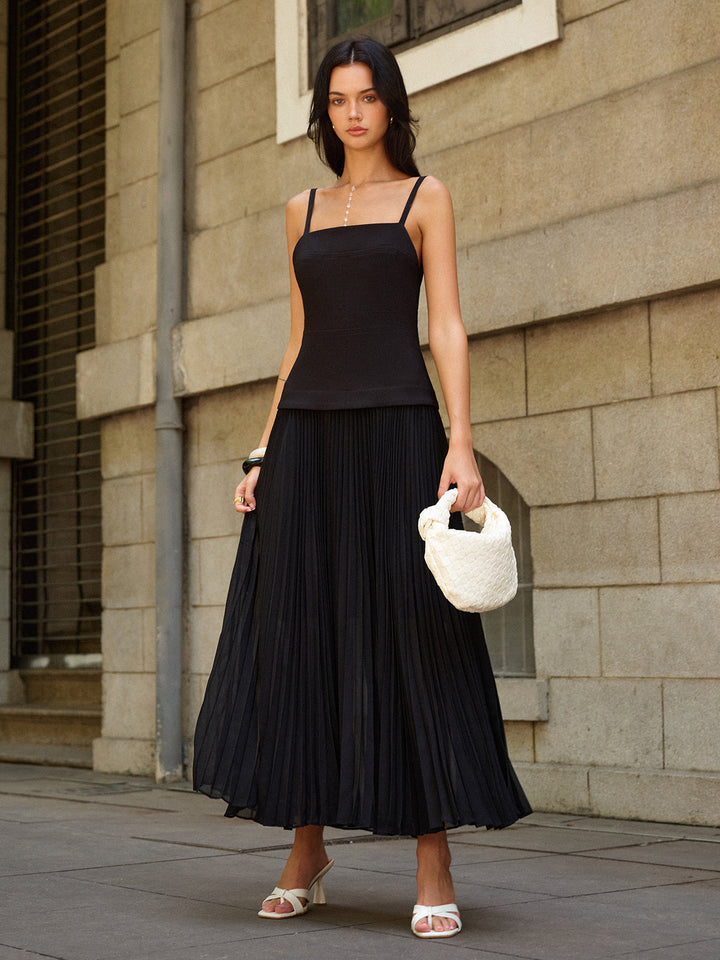 Spaghetti-Strap Backless Pleated Maxi Dress  Liora Lane Boutique Dresses