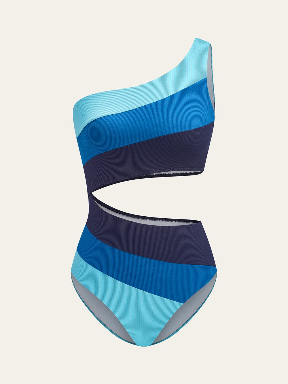 Asymmetrical Striped One-Shoulder Swimsuit  Liora Lane Boutique One-Pieces