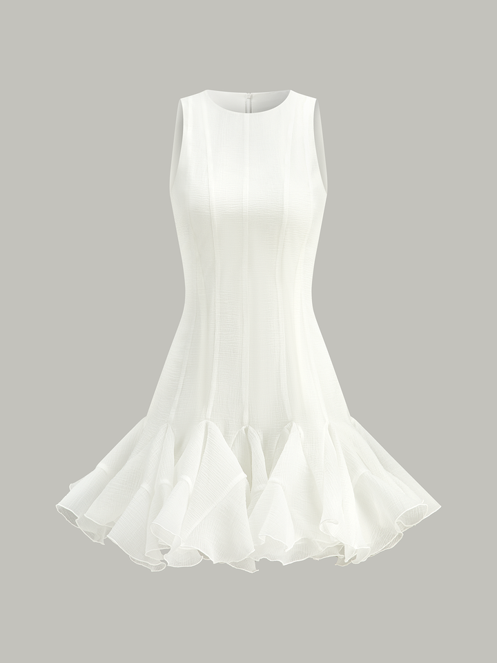 Semi-Sheer Ruffled Hem Mini Dress  Liora Lane Boutique Dresses