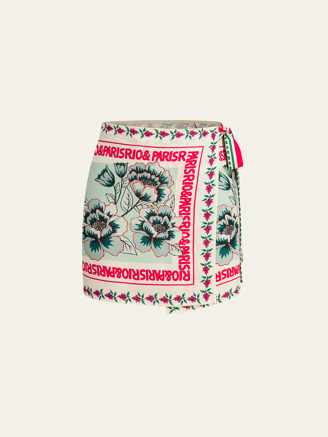 Vacation Print Asymmetrical Mini Skirt  Liora Lane Boutique Skirts Red / XL 19.00