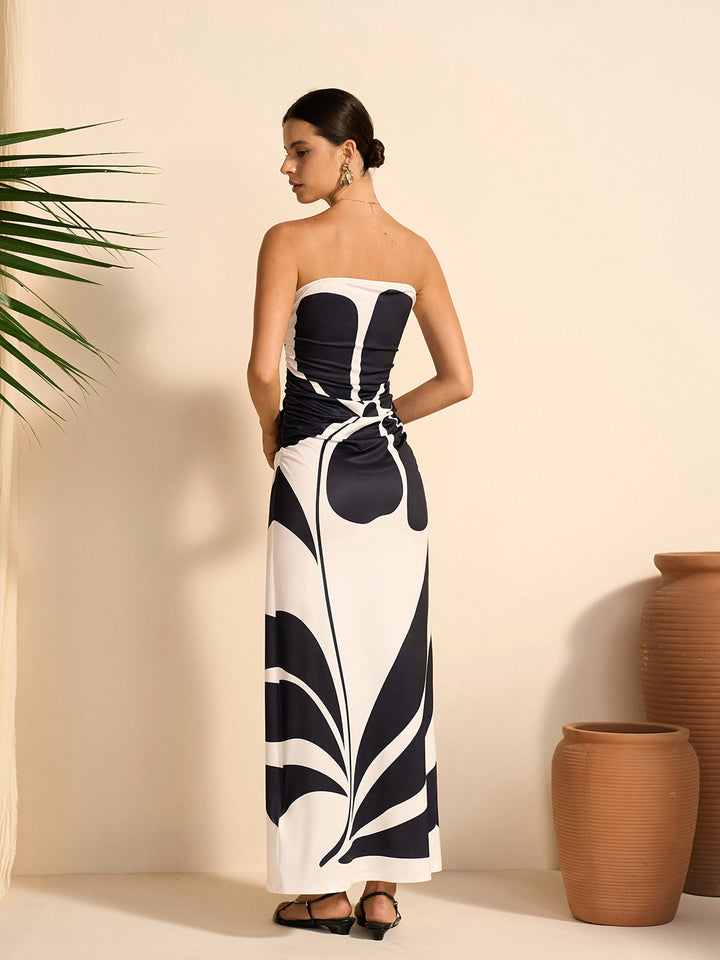 Semi-Sheer Strapless Floral Dress  Liora Lane Boutique Dresses