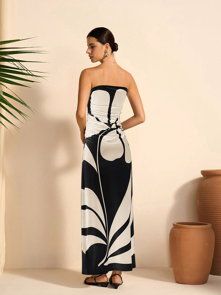 Semi-Sheer Strapless Floral Dress  Liora Lane Boutique Dresses