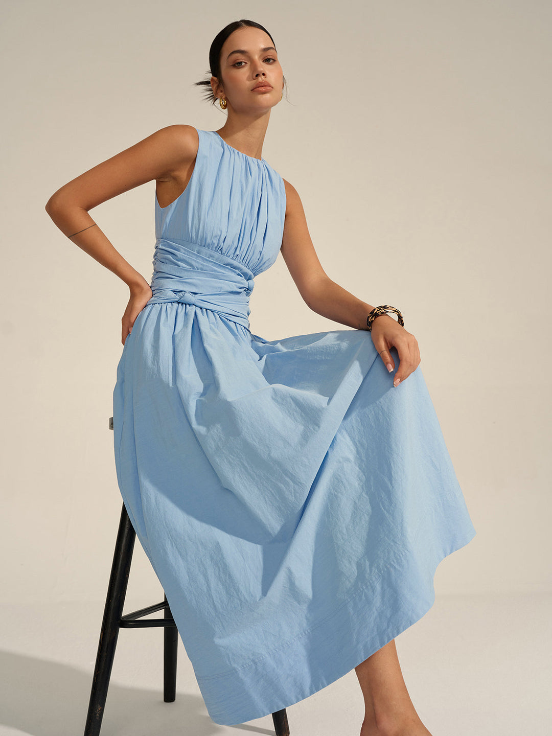 Ruched Waist Maxi Dress  Liora Lane Boutique Dresses Blue / XL 68.00