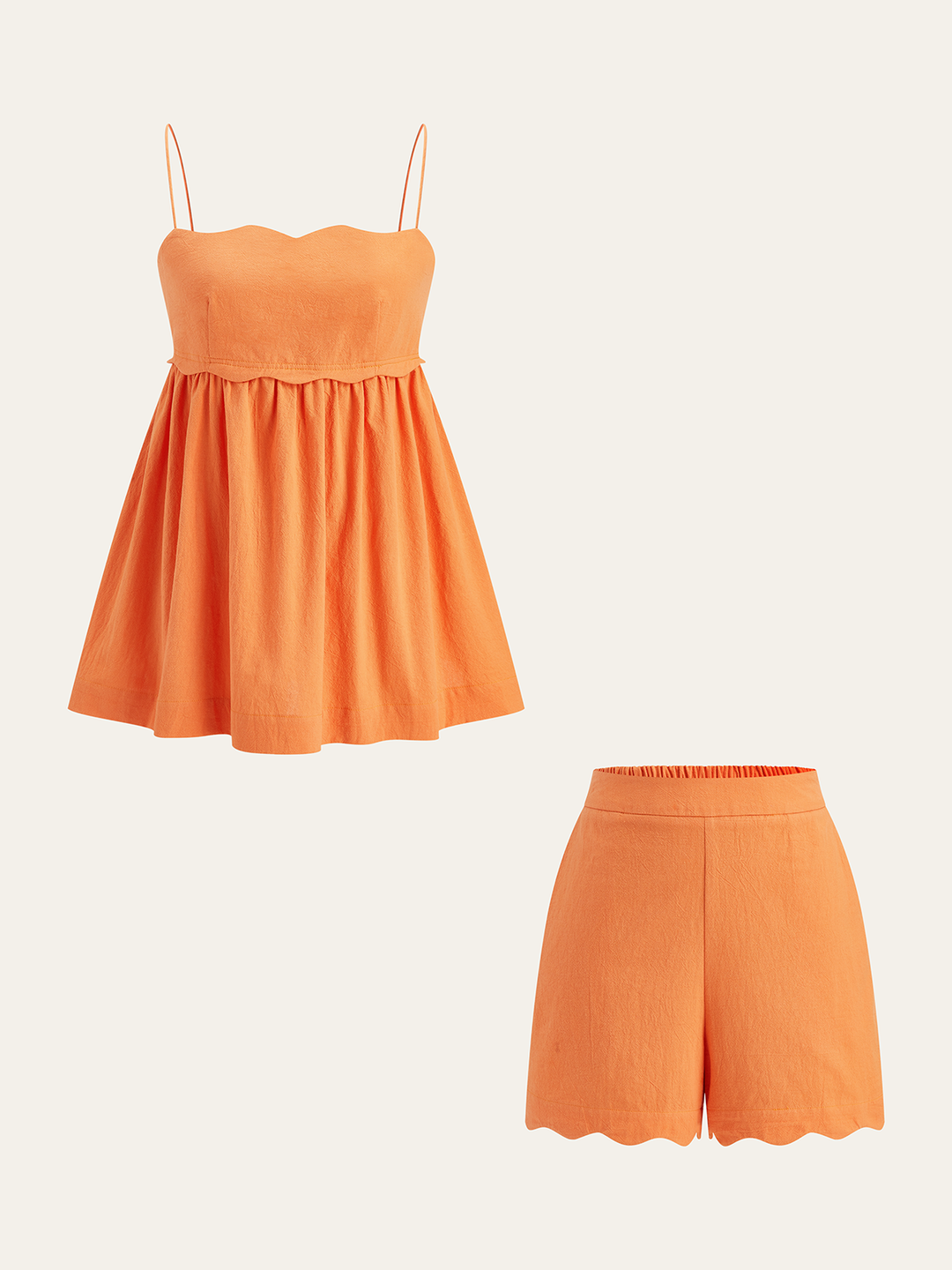 Scallop Hem Cami Top and Shorts Set  Liora Lane Boutique Short Sets Orange / XL 44.00