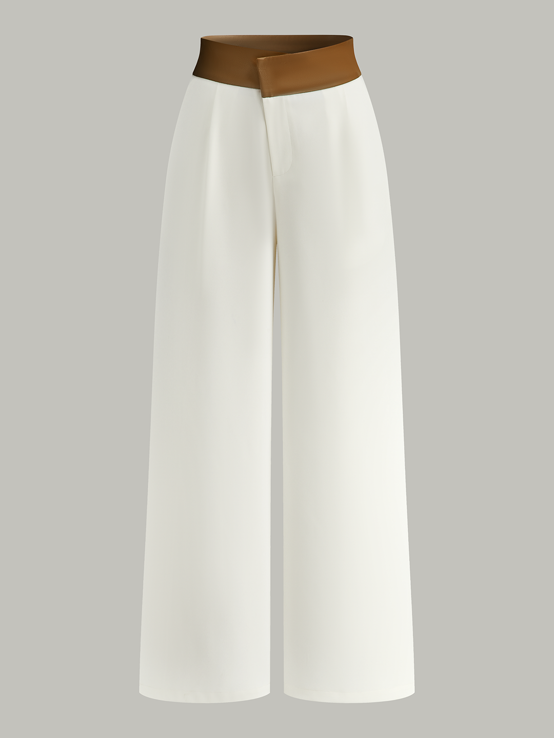 Faux Leather 2-Tone Waist Wide-Leg Pants  Liora Lane Boutique Pants Brown / XL 48.00