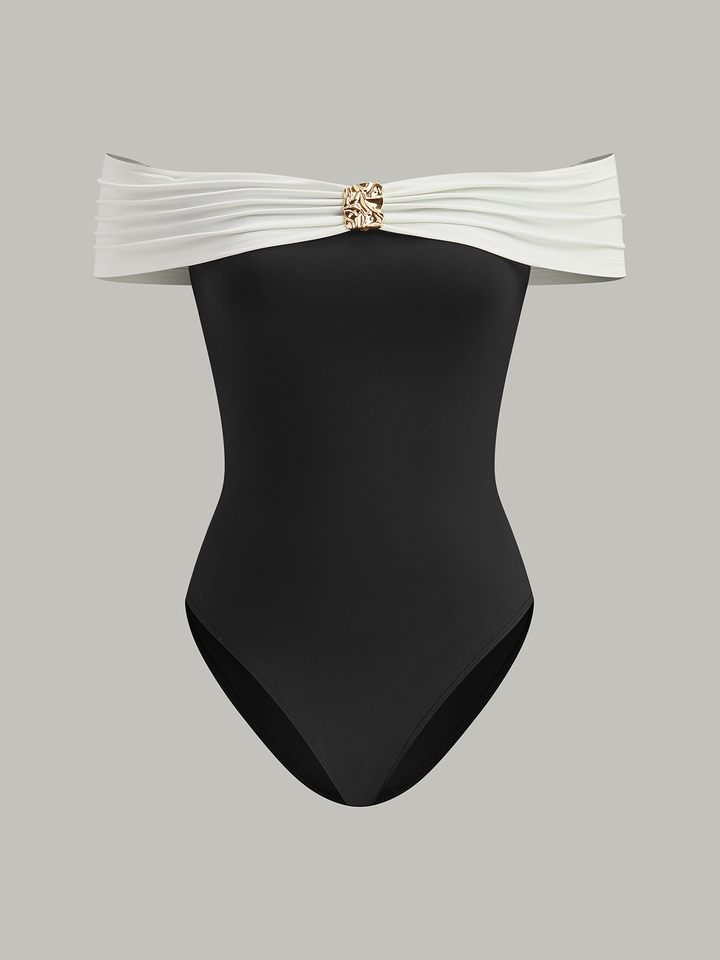 Metal Decor Off-Shoulder Bodysuit  Liora Lane Boutique Bodysuits