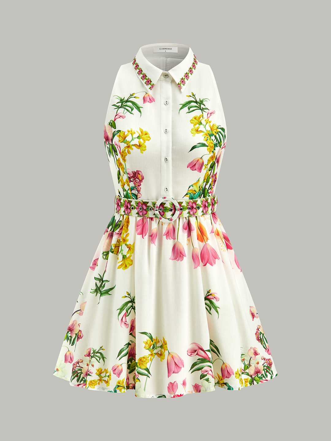 Floral Print Belted Mini Dress  Liora Lane Boutique Dresses