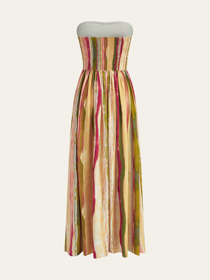 Colorful Striped Strapless Cotton Maxi Dress  Liora Lane Boutique Dresses
