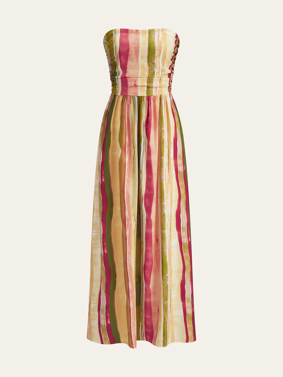 Colorful Striped Strapless Cotton Maxi Dress  Liora Lane Boutique Dresses Yellow / XL 84.99