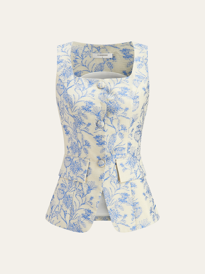 Jacquard Square-Neck Decor-Pockets Skirt Set  Liora Lane Boutique Skirt Sets