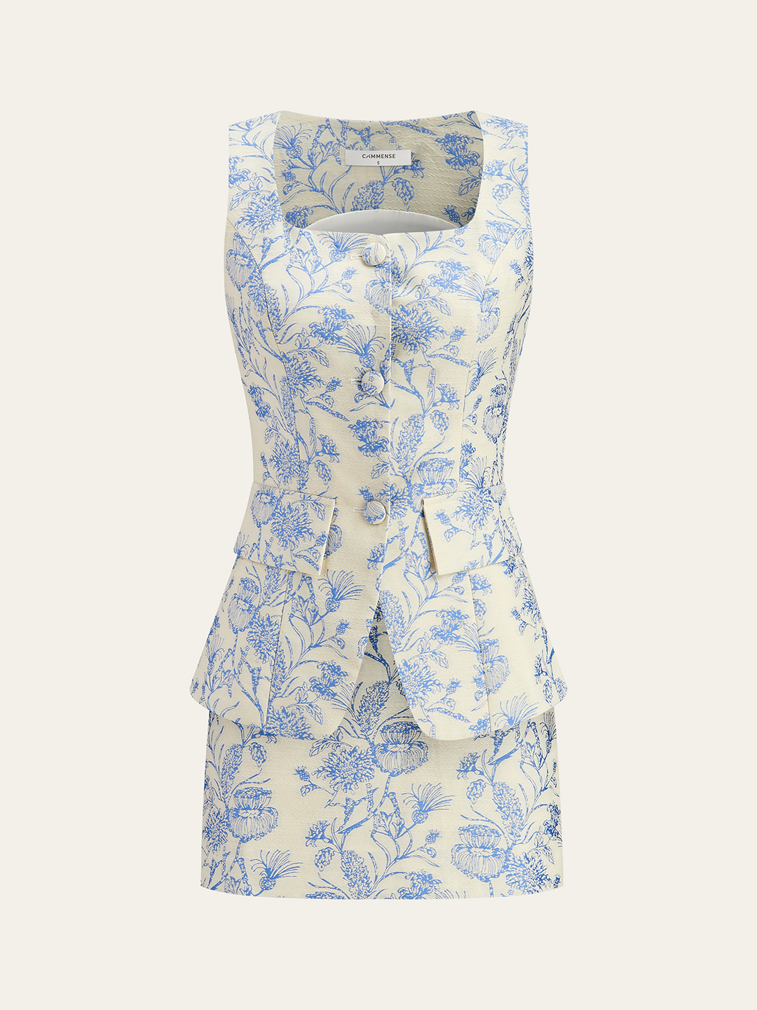 Jacquard Square-Neck Decor-Pockets Skirt Set  Liora Lane Boutique Skirt Sets