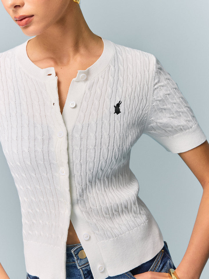 Cable Knit Short Sleeve Top  Liora Lane Boutique Cardigans