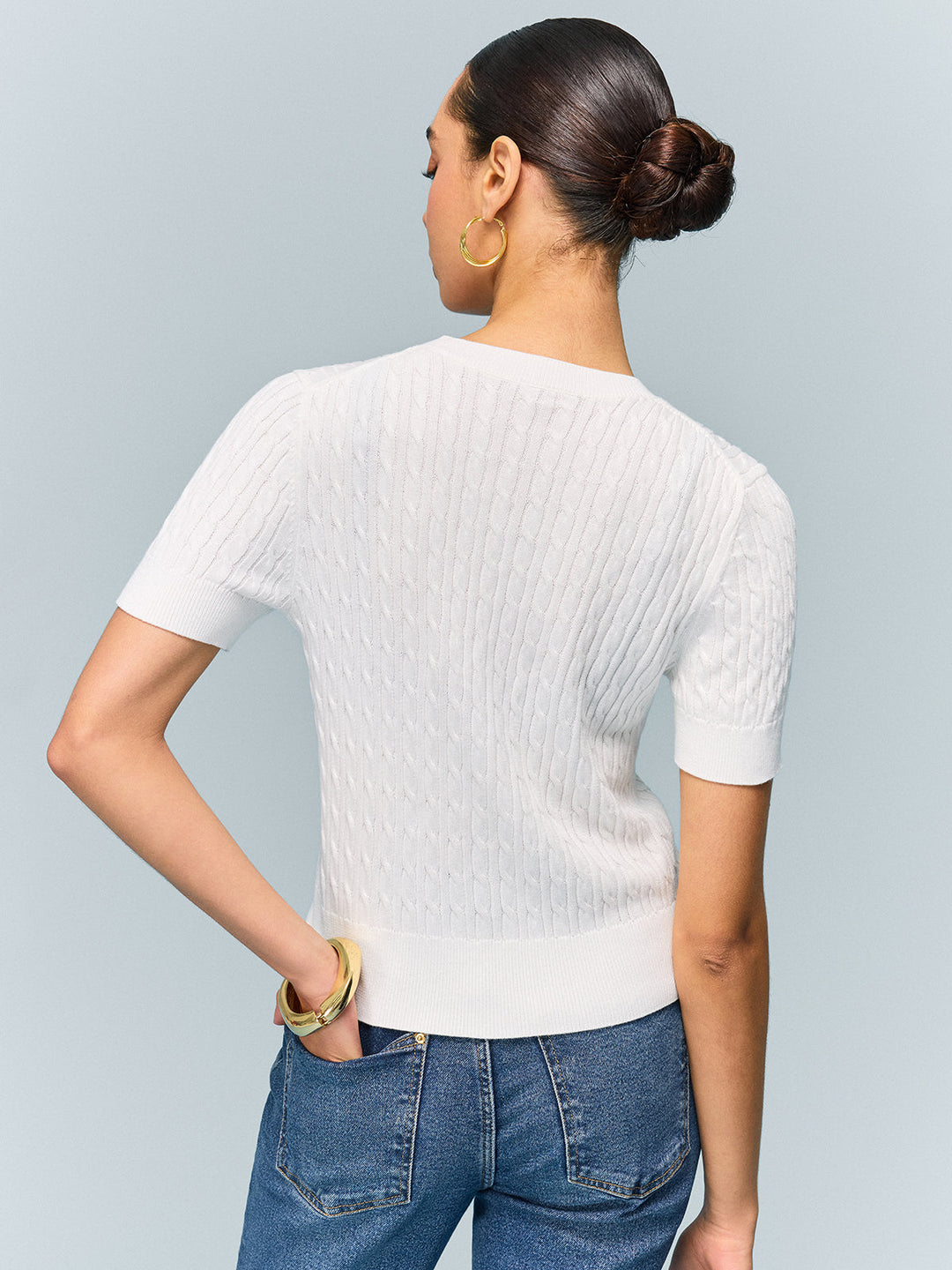 Cable Knit Short Sleeve Top  Liora Lane Boutique Cardigans