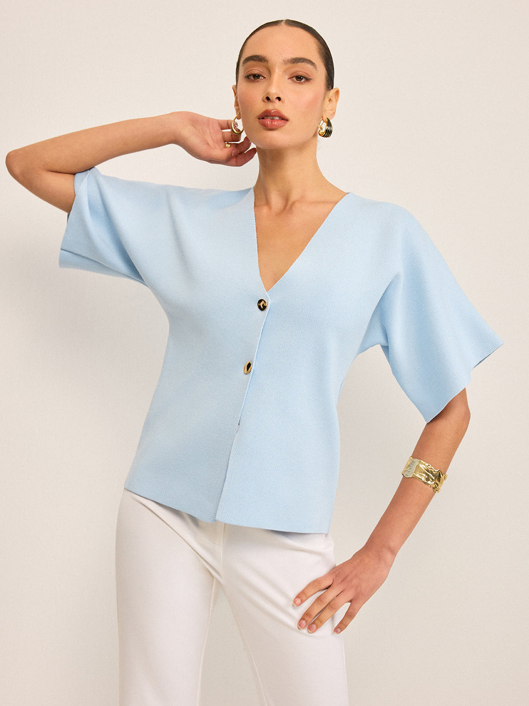 V-Neck Button Knit Cardigan  Liora Lane Boutique Cardigans