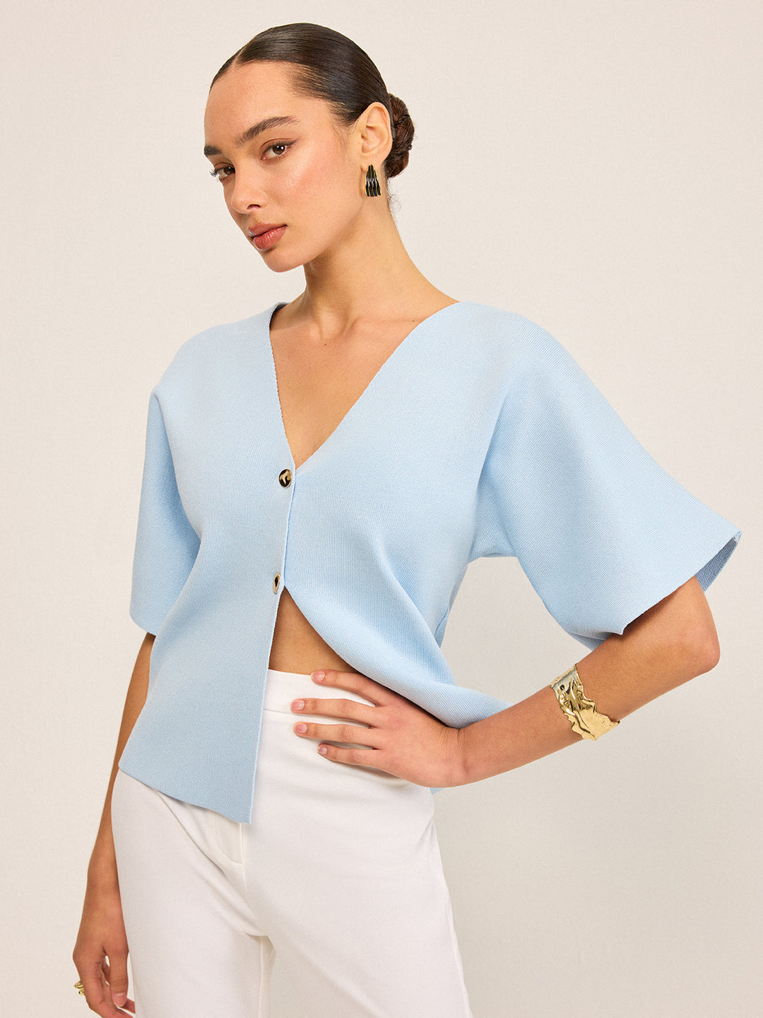 V-Neck Button Knit Cardigan  Liora Lane Boutique Cardigans