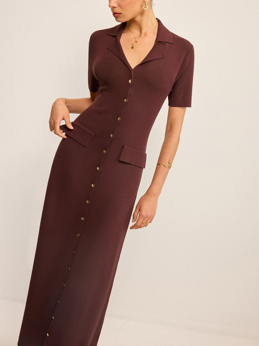 Pocketed Button-Front Maxi Dress  Liora Lane Boutique Sweater Dresses