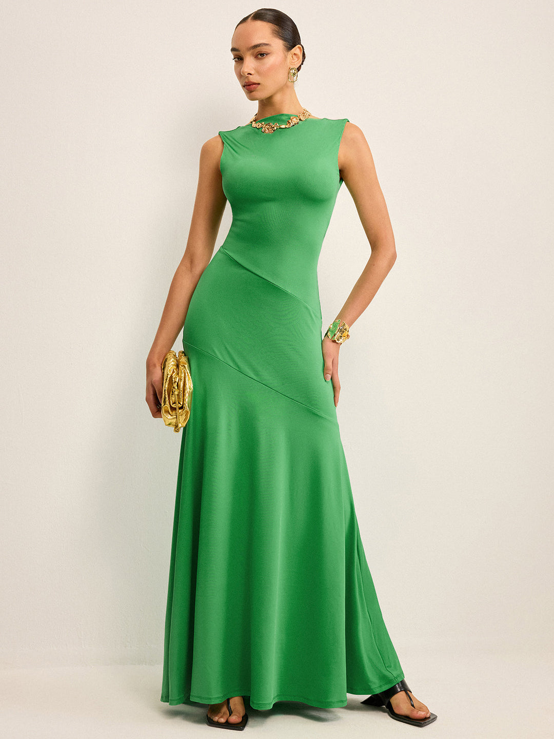 Sleeveless Backless Maxi Dress  Liora Lane Boutique Dresses Green / XL 44.00