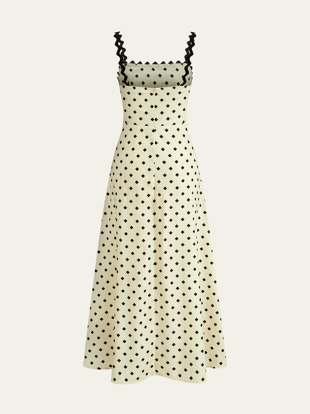 Polka Dot Midi Dress with Scalloped Straps  Liora Lane Boutique Dresses