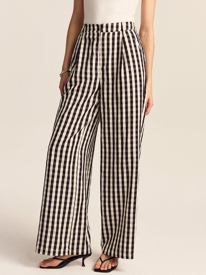 Gingham Wide-Leg Pants  Liora Lane Boutique Pants