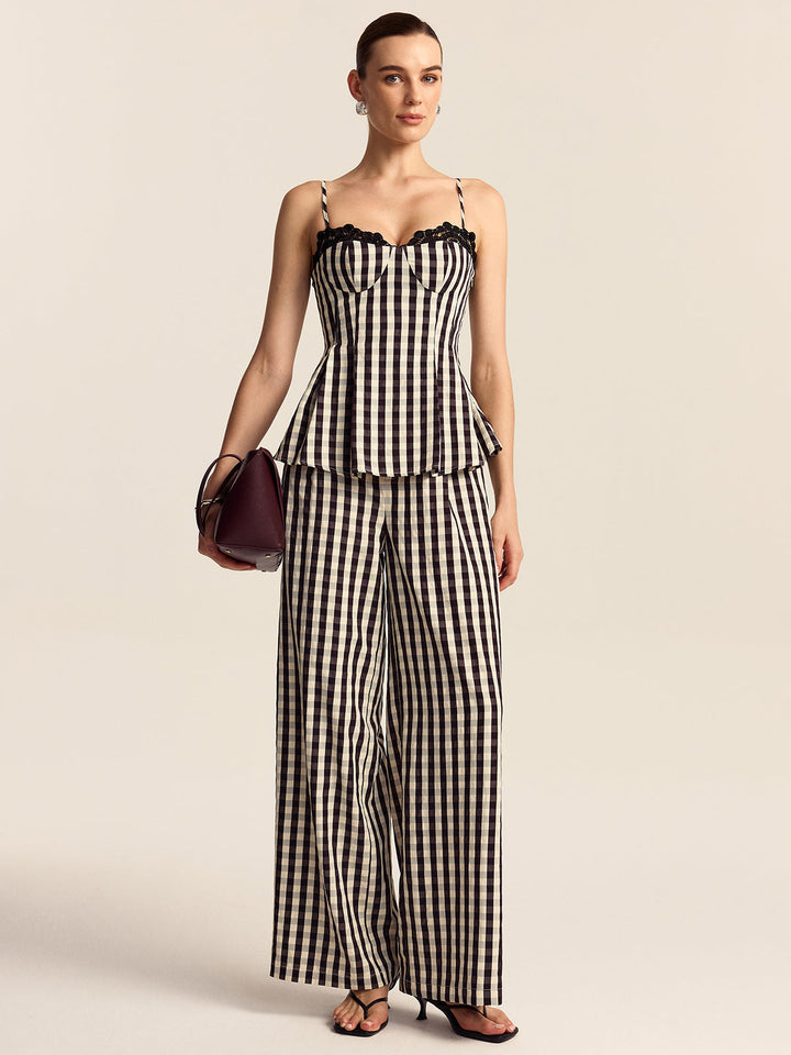 Gingham Wide-Leg Pants  Liora Lane Boutique Pants