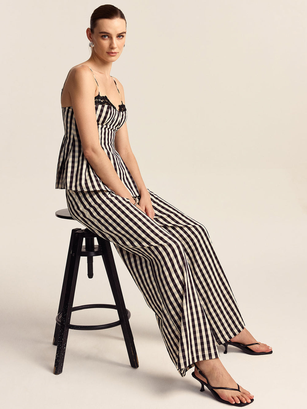 Gingham Wide-Leg Pants  Liora Lane Boutique Pants