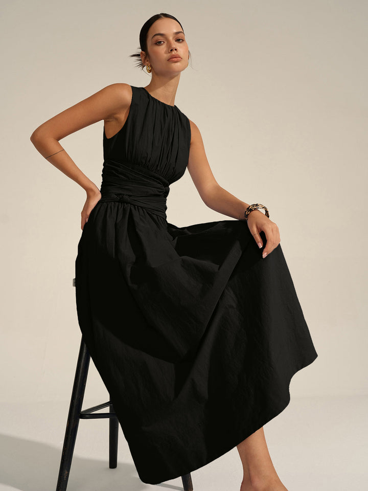 Ruched Waist Maxi Dress  Liora Lane Boutique Dresses Black / XL 68.00