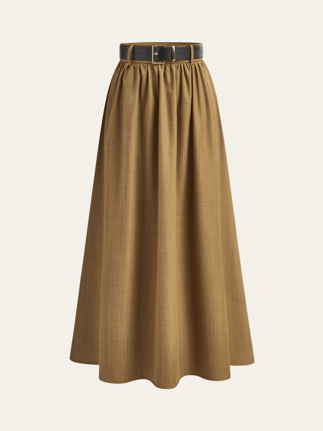 Belted Pleated Midi Skirt  Liora Lane Boutique Skirts Light Brown / XL 39.00