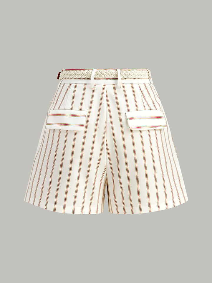 Belted Striped Shorts Set  Liora Lane Boutique Pant Sets