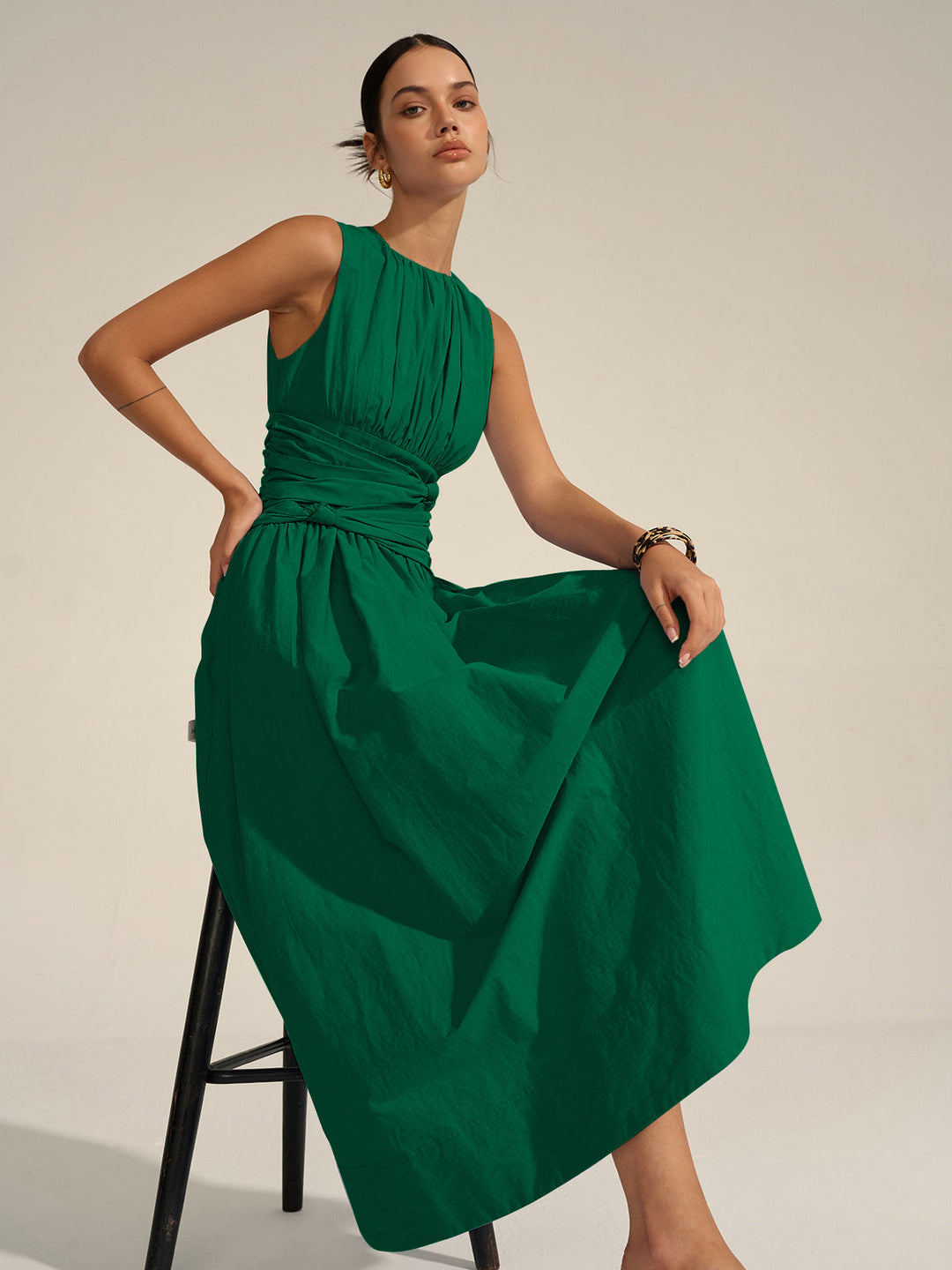 Ruched Waist Maxi Dress  Liora Lane Boutique Dresses ArmyGreen / XL 68.00