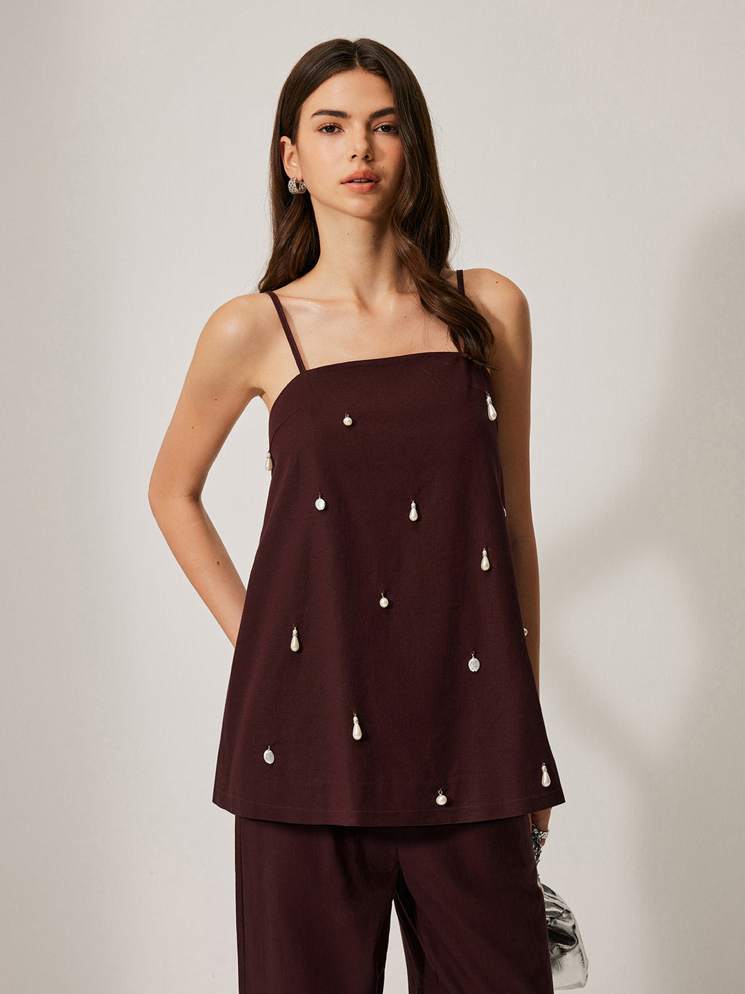Cotton & Linen Pants Set With Pockets  Liora Lane Boutique Pant Sets Dark Brown / XL 142.99