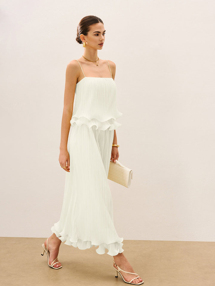 Pleated Layered Ruffle Skirt Set  Liora Lane Boutique Skirt Sets White / XL 69.99