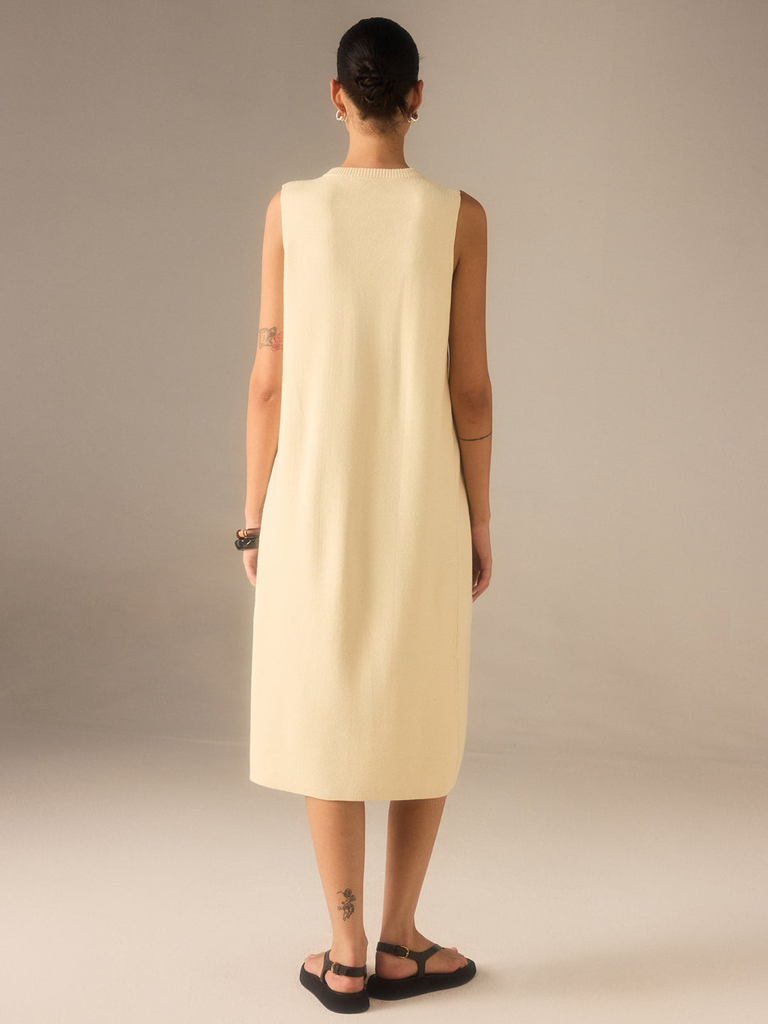 Sleeveless Knit Midi Top with Metal Button Front  Liora Lane Boutique Cardigans