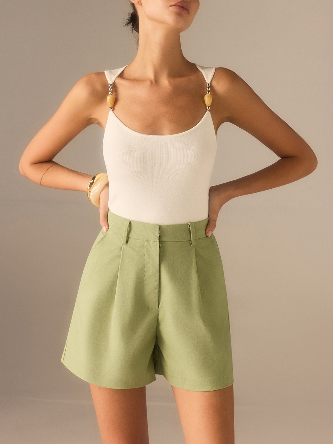 Linen & Cotton Pocketed Shorts  Liora Lane Boutique Shorts Green / XL 32.00