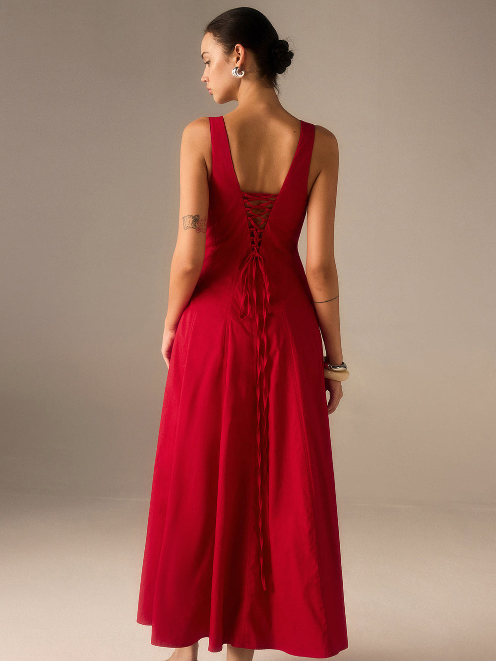 Cotton Maxi Dress with Lace-Up Back  Liora Lane Boutique Dresses