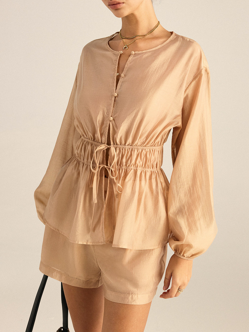 Tencel Tie-Waist Top and Shorts Set  Liora Lane Boutique Short Sets
