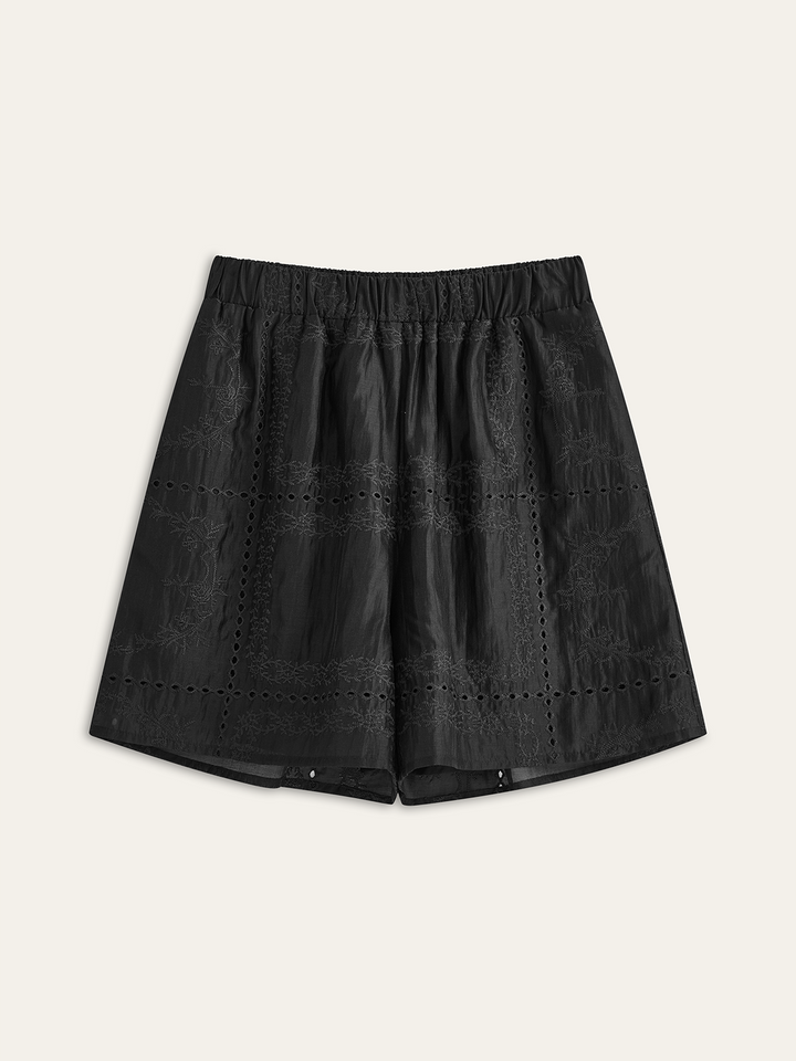 Embroidery Detail Long Sleeve Shorts Set  Liora Lane Boutique Short Sets