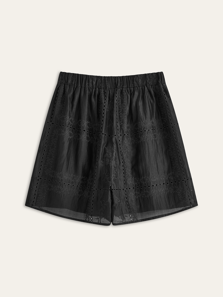 Embroidery Detail Long Sleeve Shorts Set  Liora Lane Boutique Short Sets