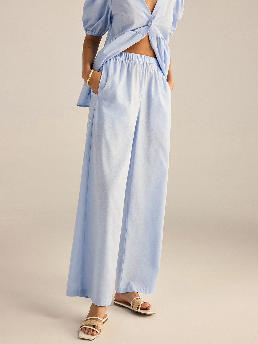 Cotton Peplum Top and Pants Set  Liora Lane Boutique Pant Sets
