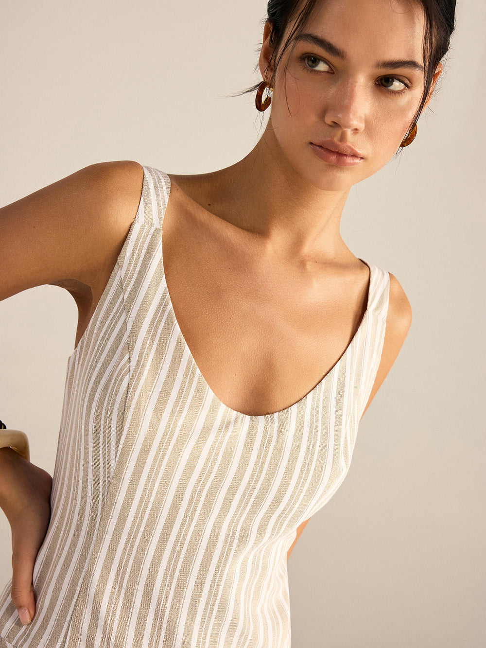 Striped Asymmetriccal Hem Midi Dress  Liora Lane Boutique Dresses