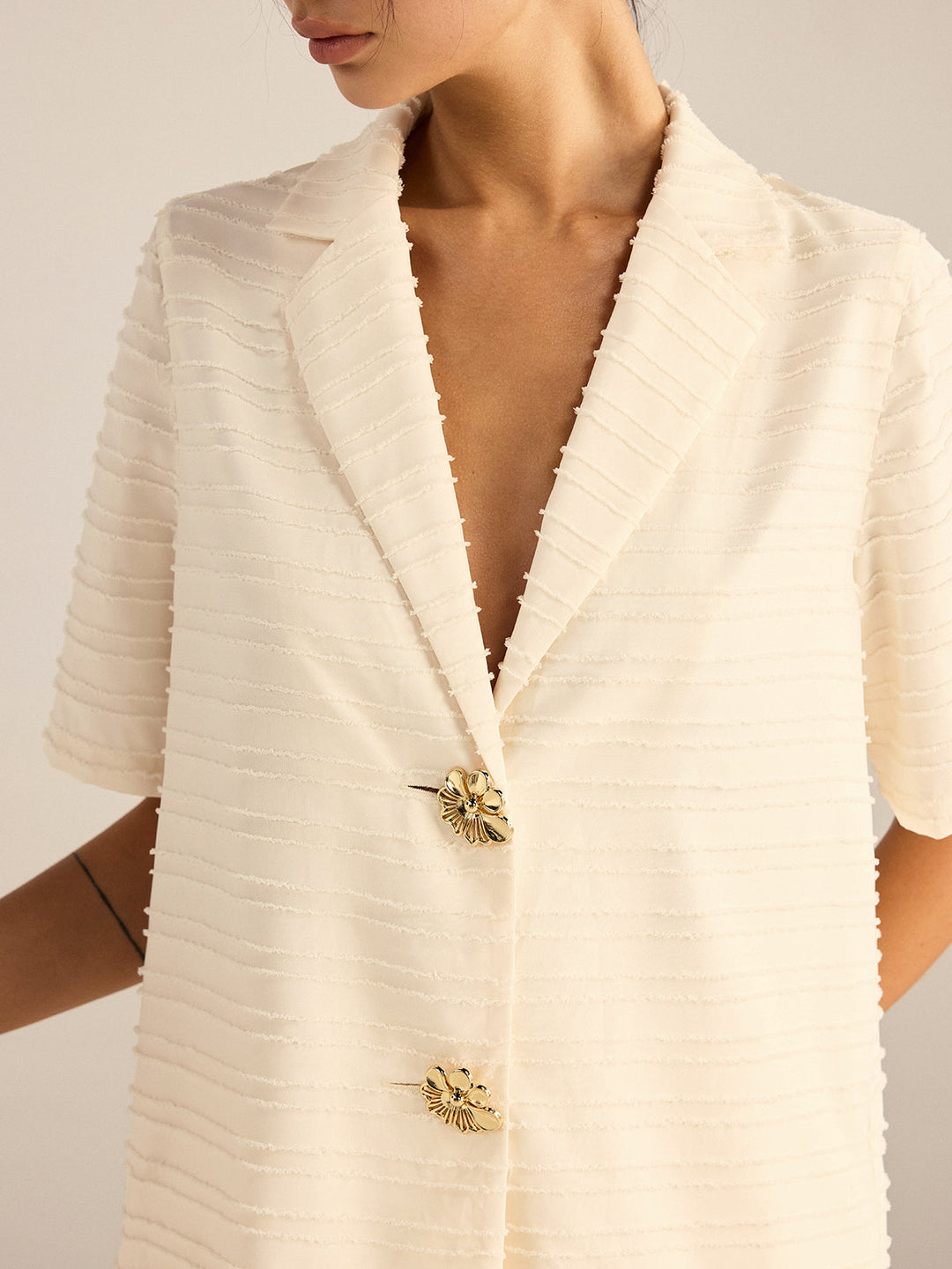 Textured Short-Sleeve Blazer and Shorts Set  Liora Lane Boutique Short Sets