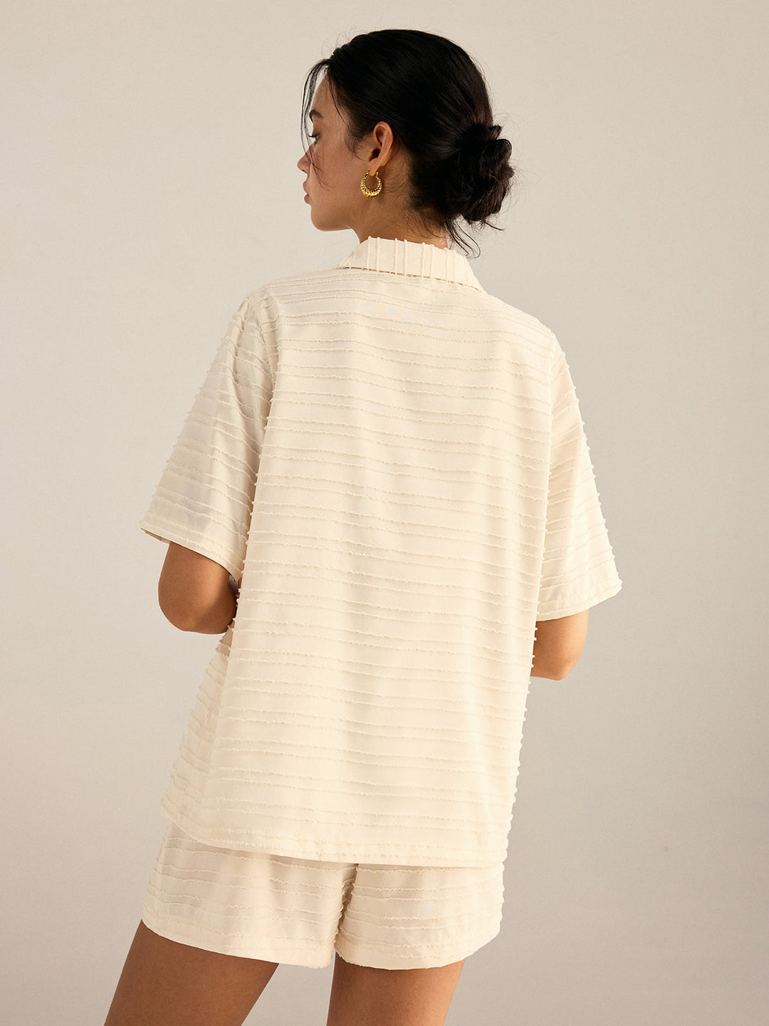 Textured Short-Sleeve Blazer and Shorts Set  Liora Lane Boutique Short Sets